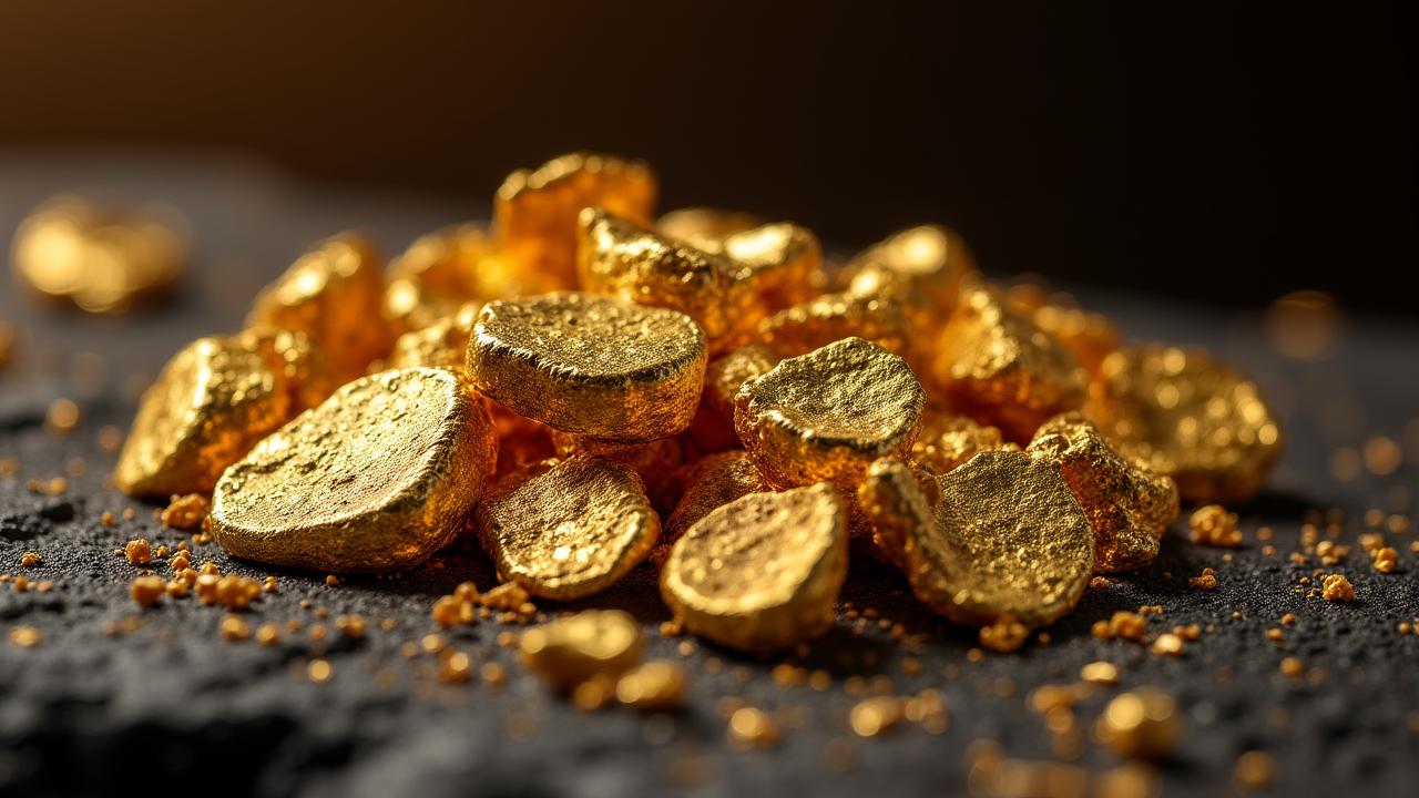 Primer plano elegante de lingotes de oro sólido sobre una superficie de mármol oscuro, simbolizando estabilidad y riqueza tangible.