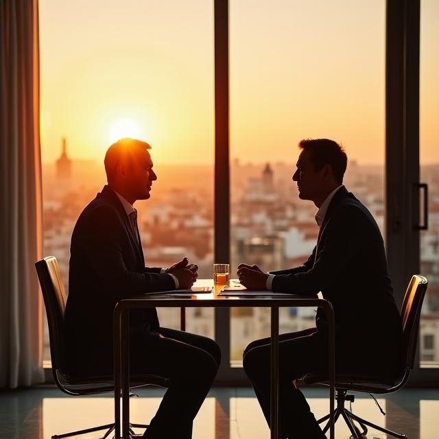 Asesor financiero senior con cliente
